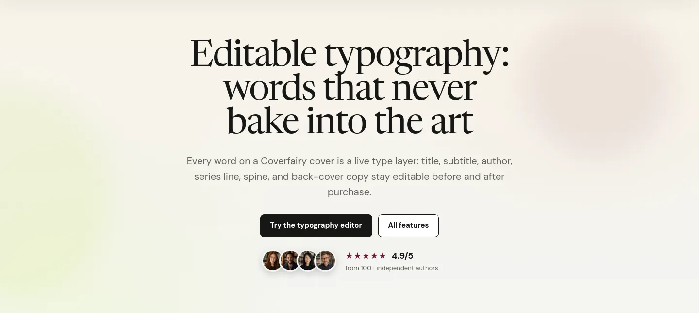 coverfairy.com Hero section