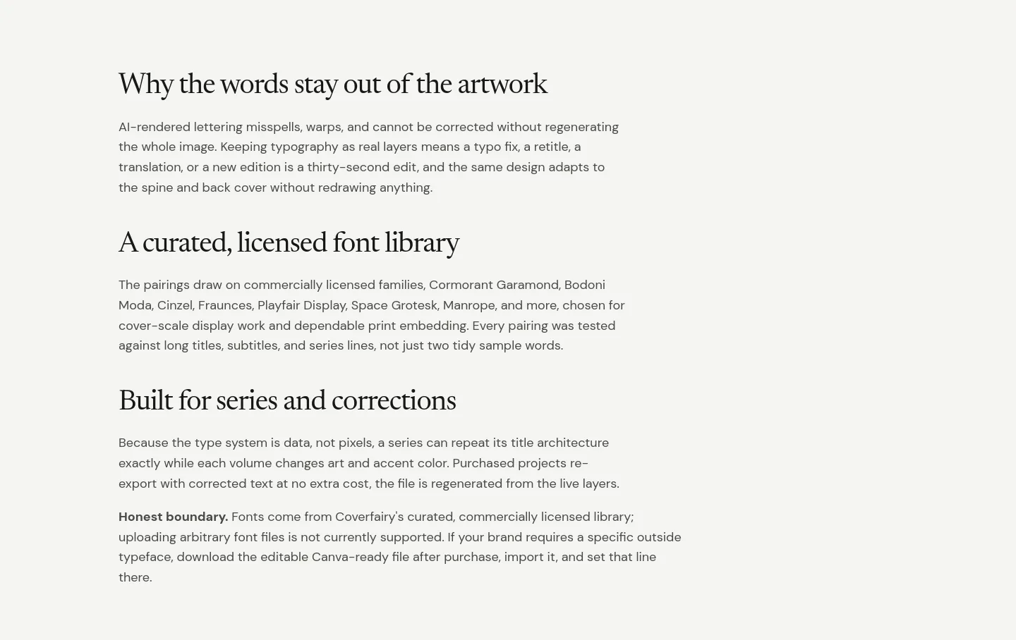 coverfairy.com Features section