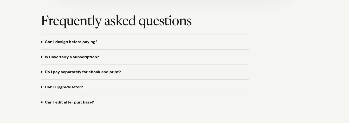 coverfairy.com FAQ section