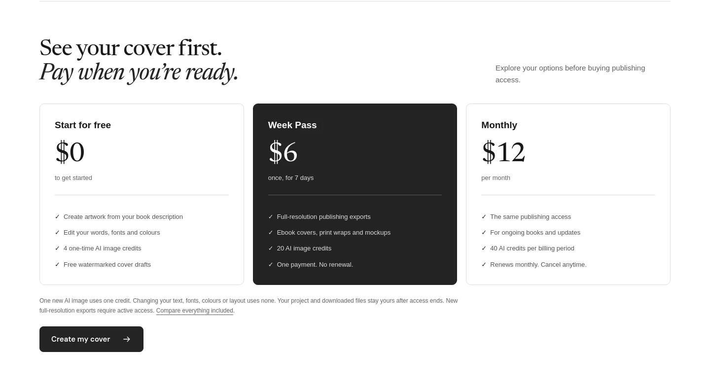 coverfairy.com — Pricing