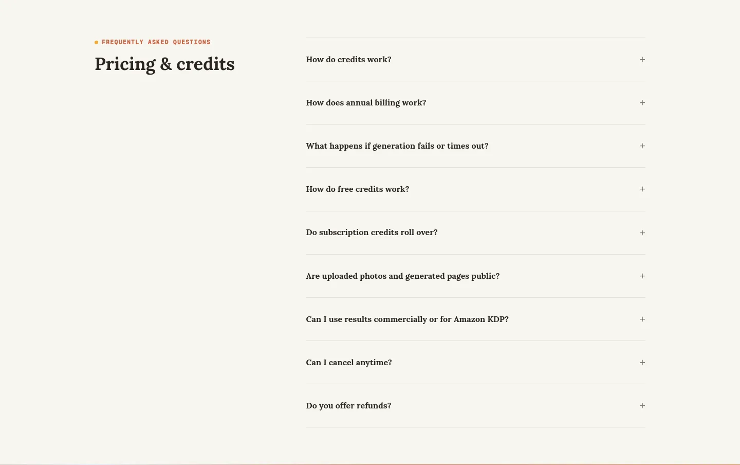 cpages.ai — a real FAQ section