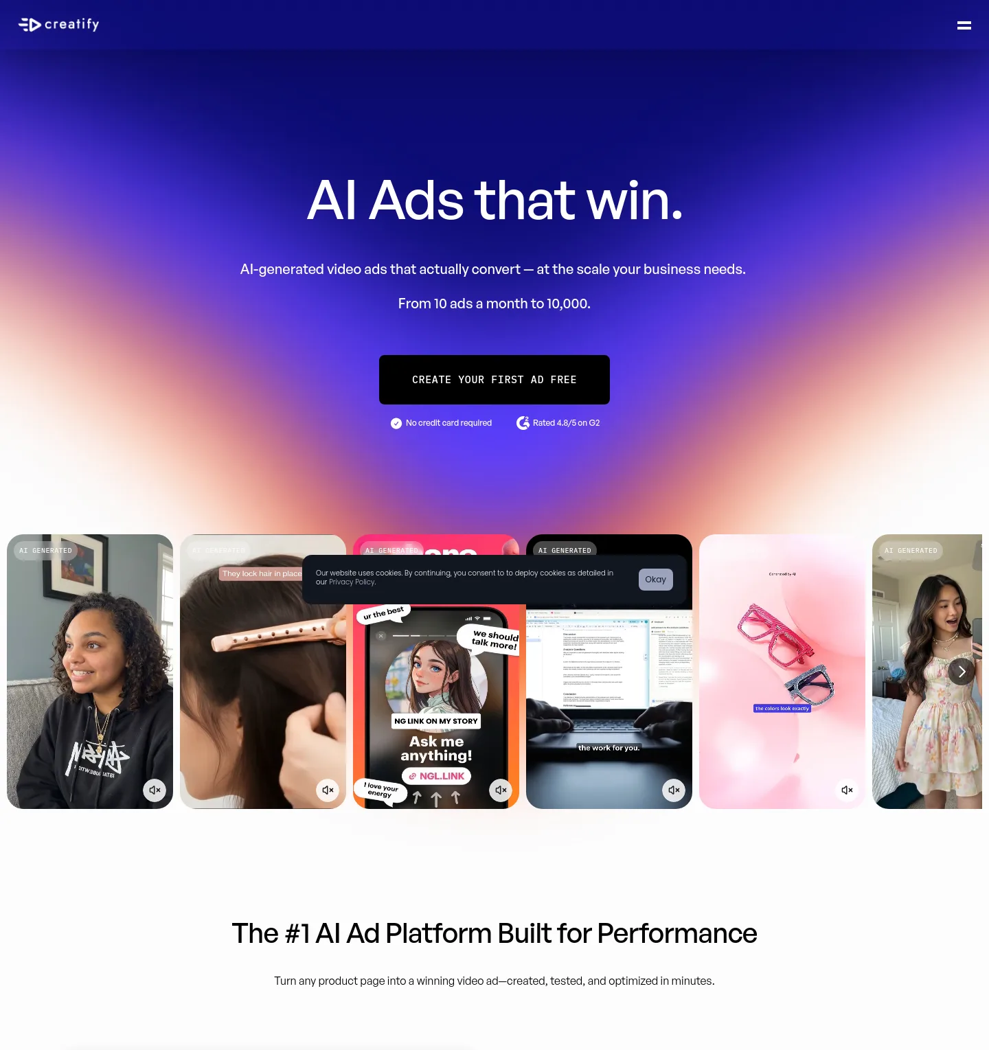creatify.ai — a measured funnel