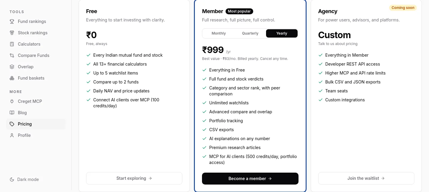 creget.com — a real Features section