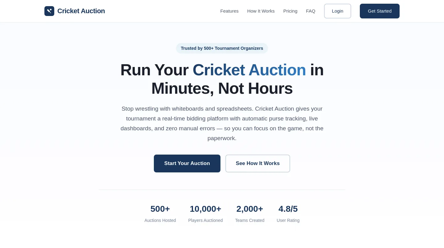 cric.auction — Hero