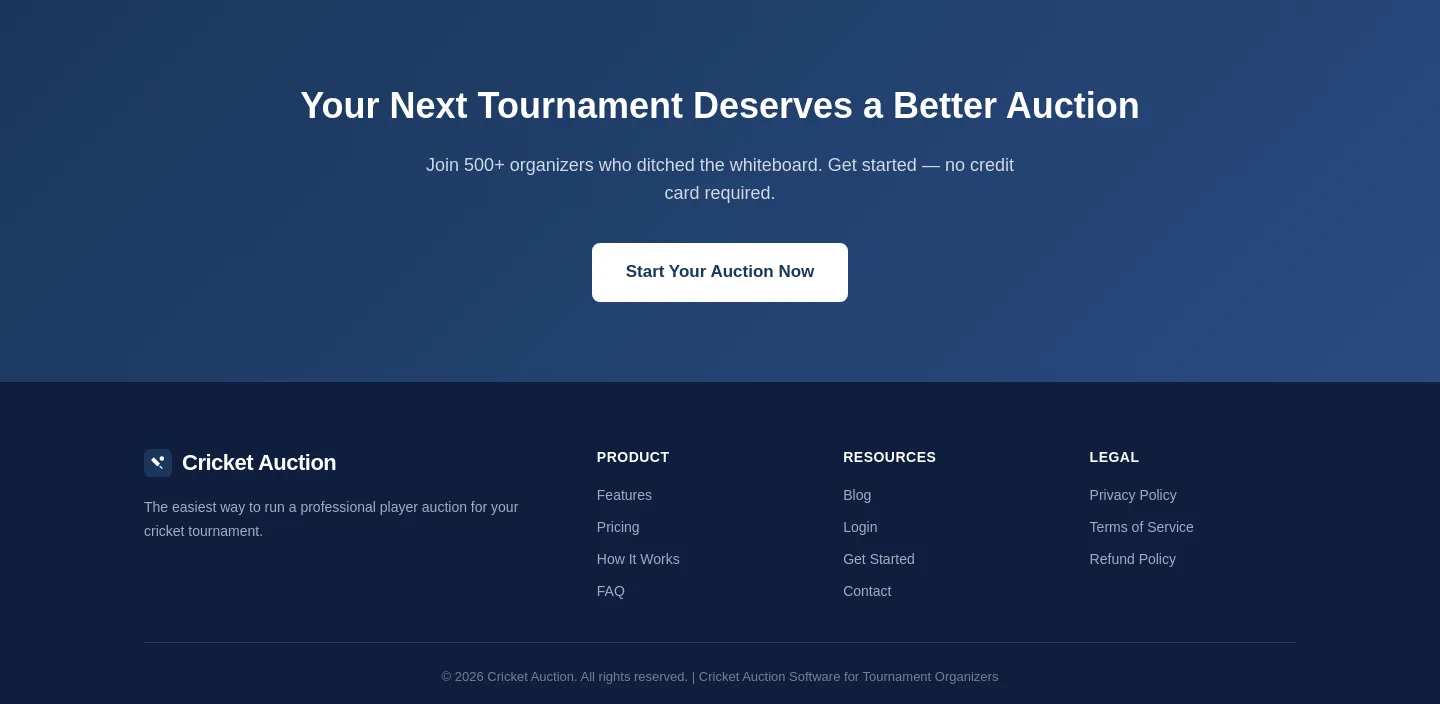 cric.auction — CTA