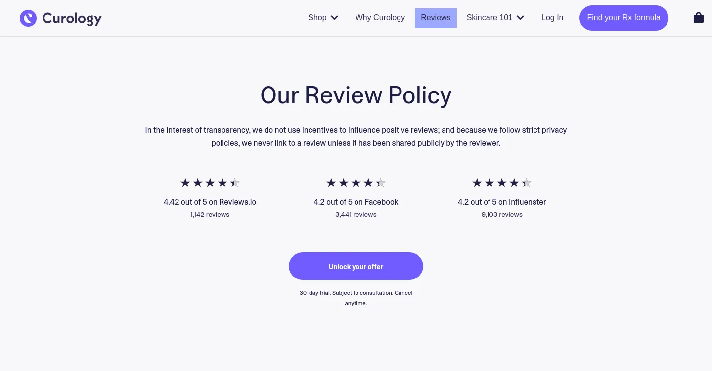 curology.com Hero section