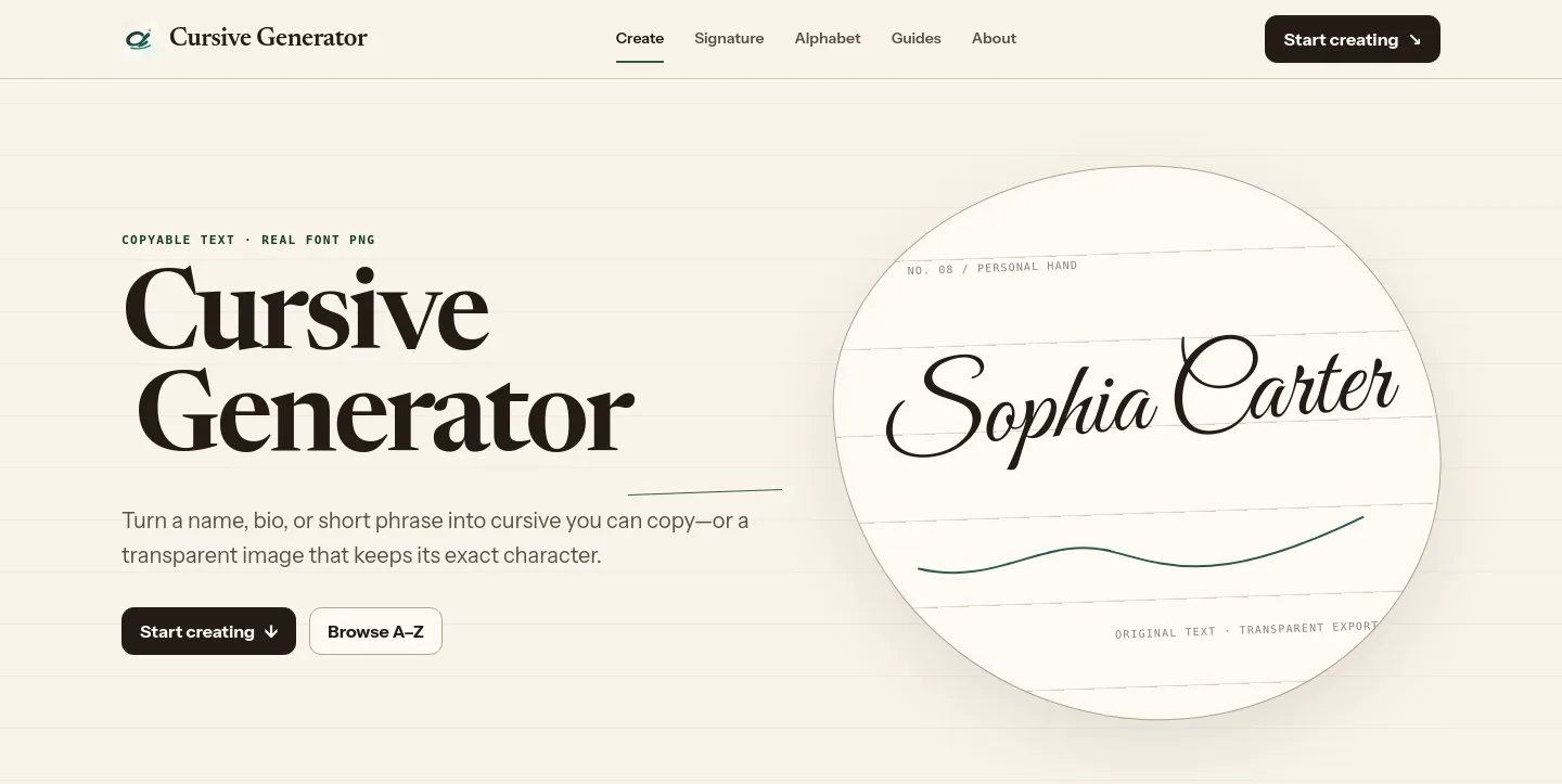 cursivegenerator.work — a measured funnel