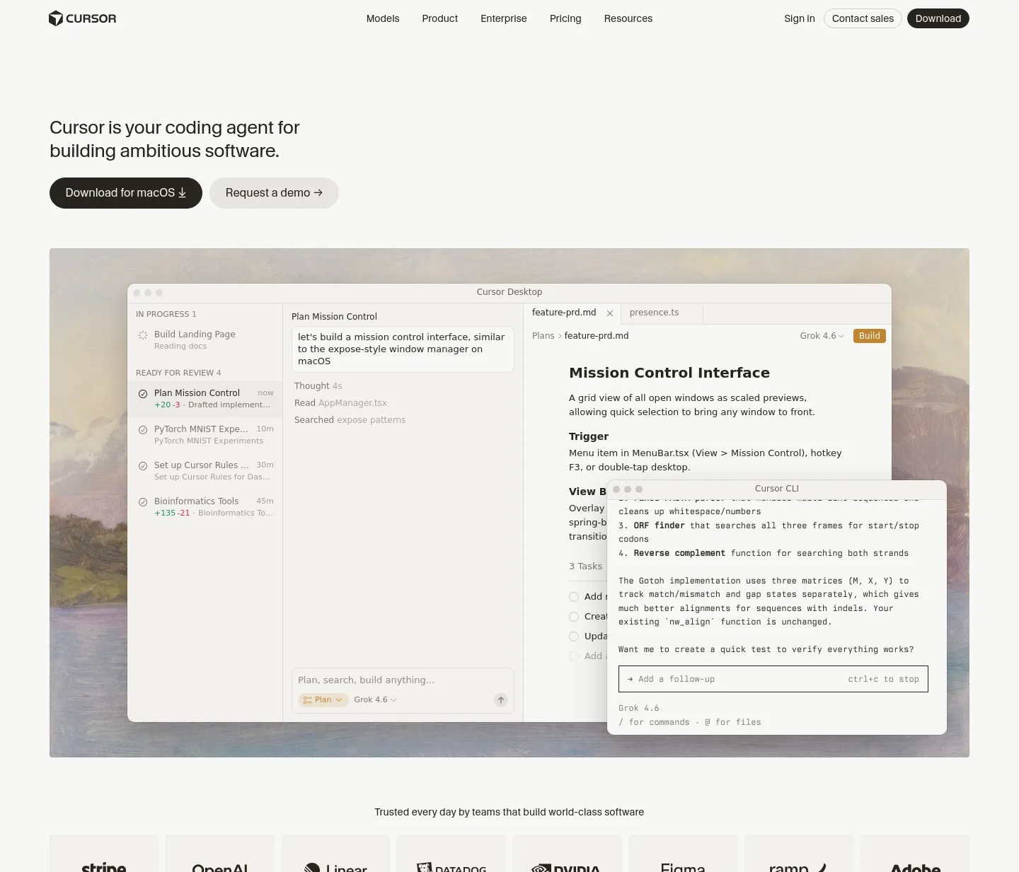 cursor.com — a measured funnel