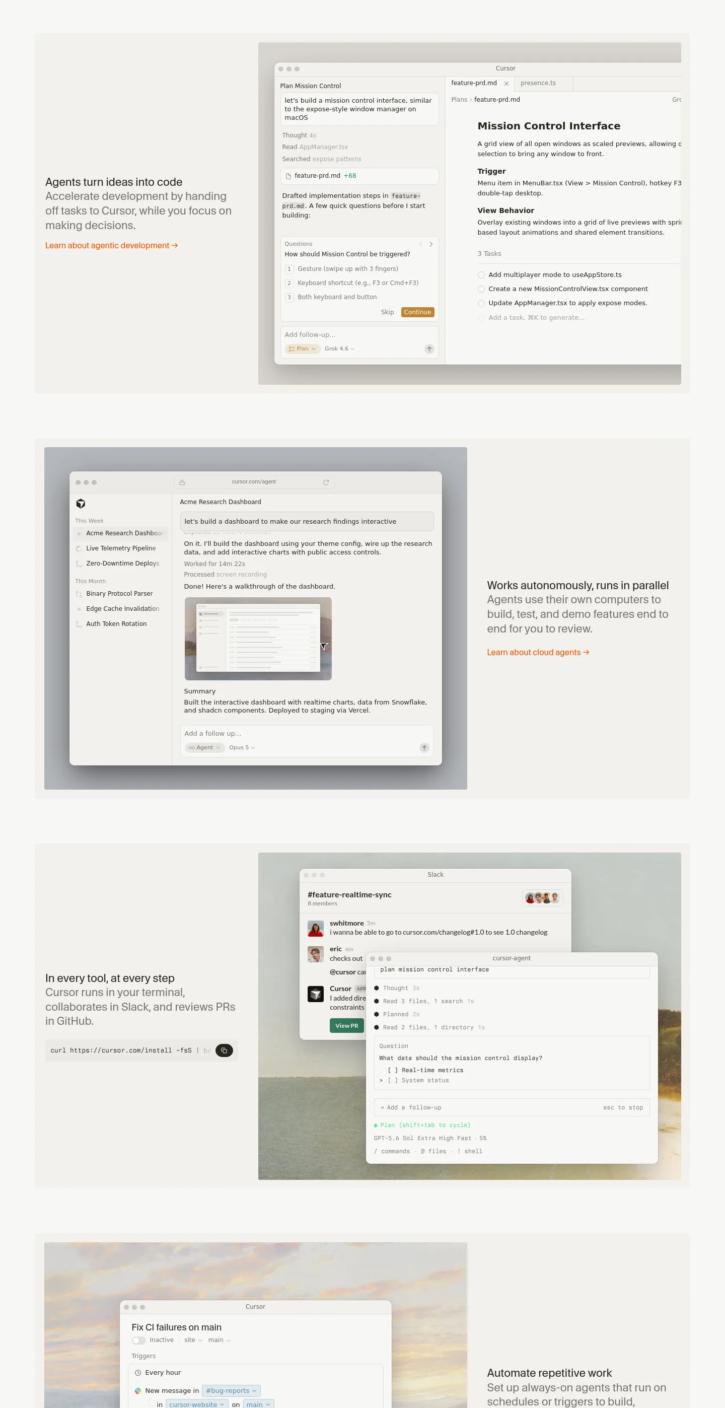 cursor.com — a real Features section