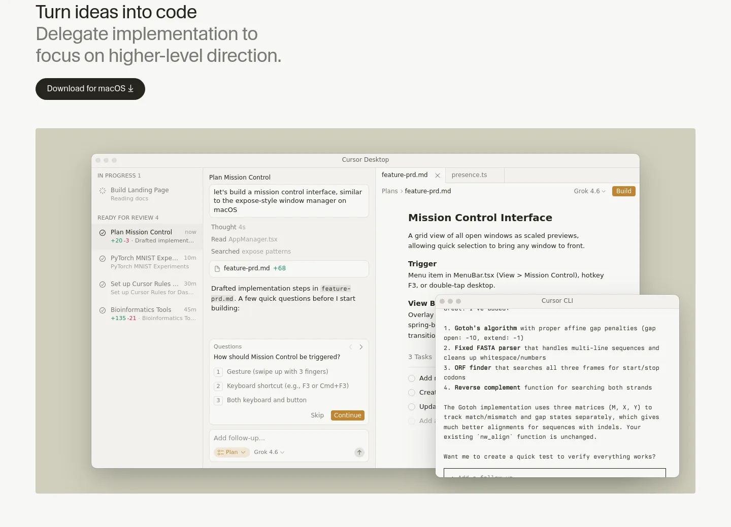 cursor.com Hero section