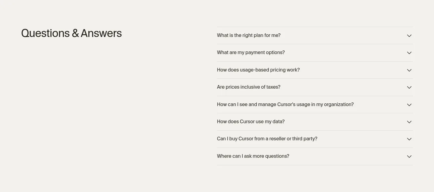 cursor.com — FAQ
