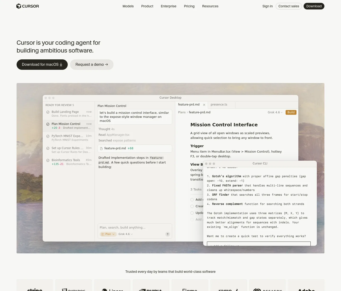 cursor.com — a measured funnel