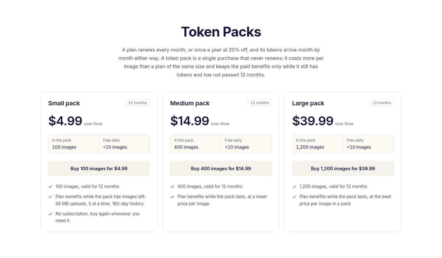 cutoutbg.ai — Pricing