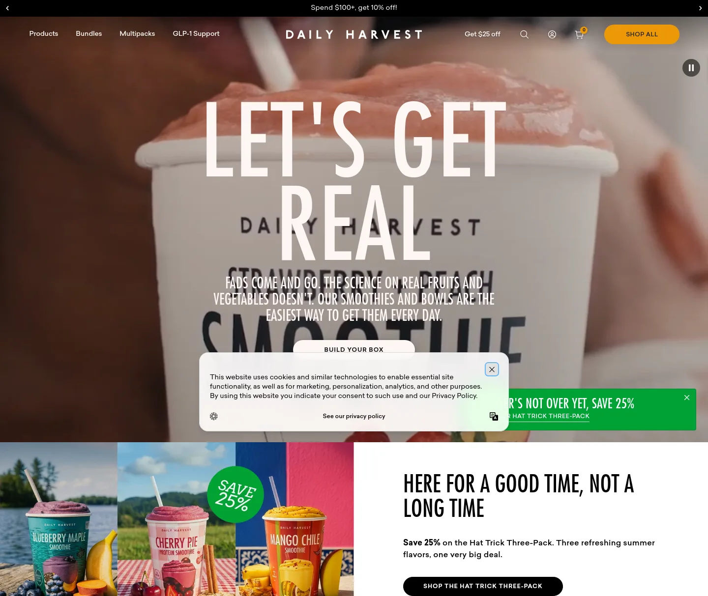 daily-harvest.com Hero section