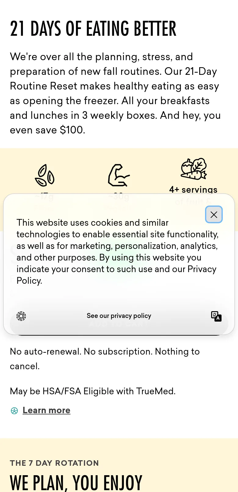 daily-harvest.com Pricing section