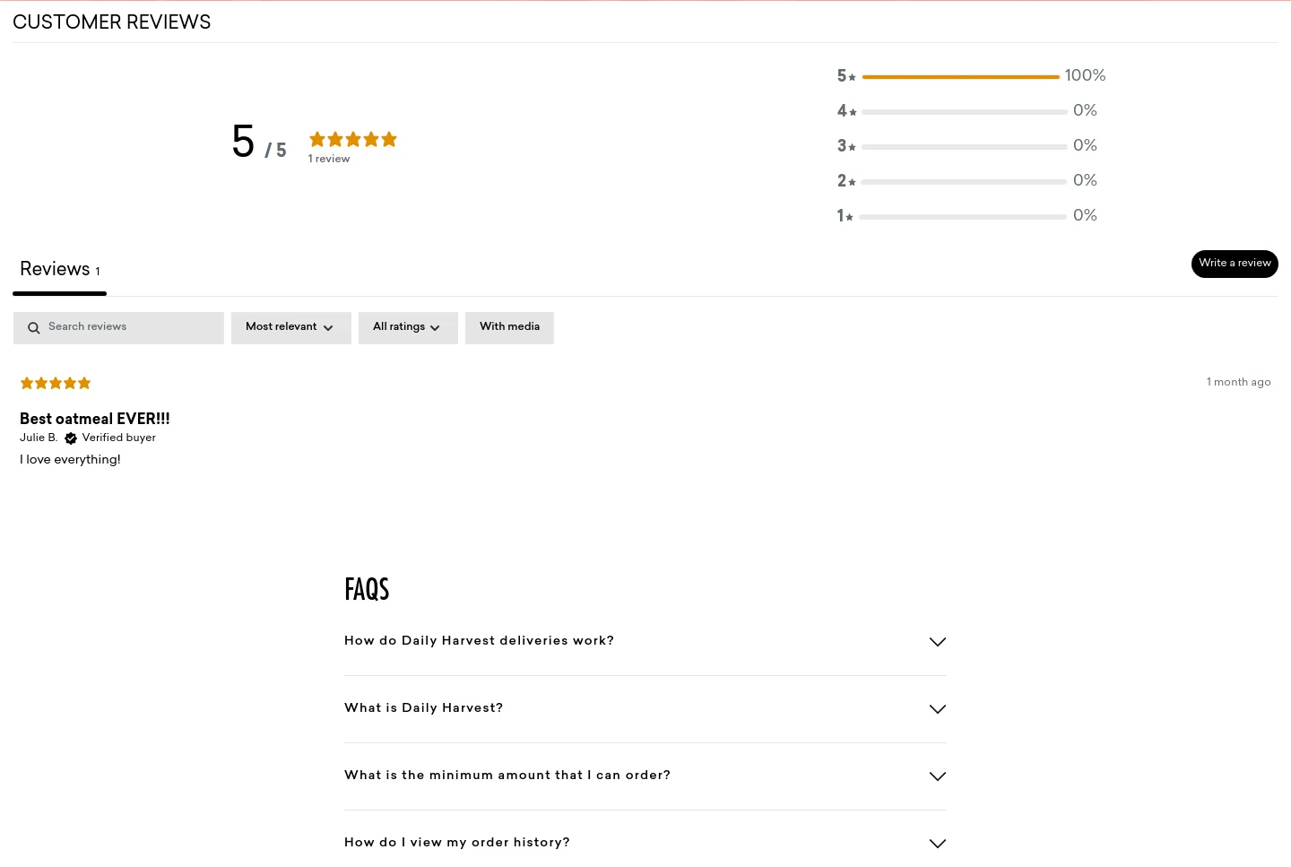 dailyharvest.com Reviews section