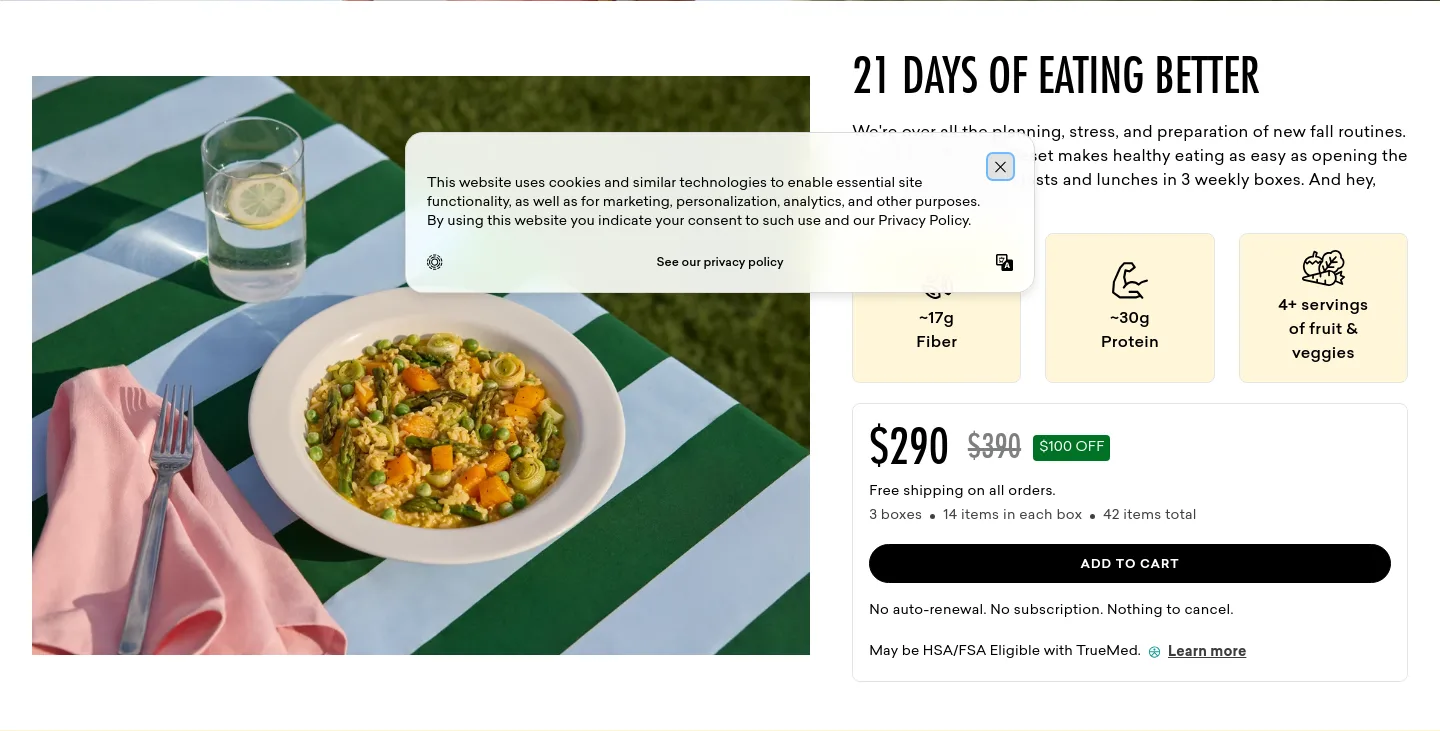 dailyharvest.com Pricing section