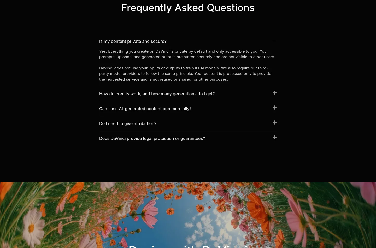 davinci.ai FAQ section