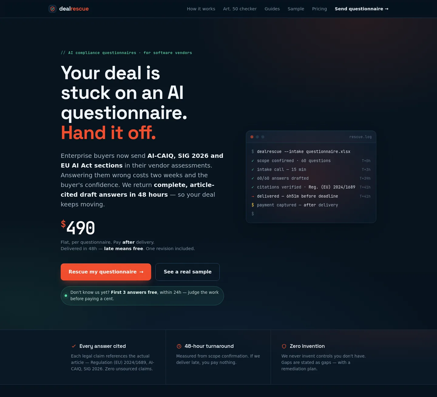 dealrescue.grantmastermind.com — a measured funnel
