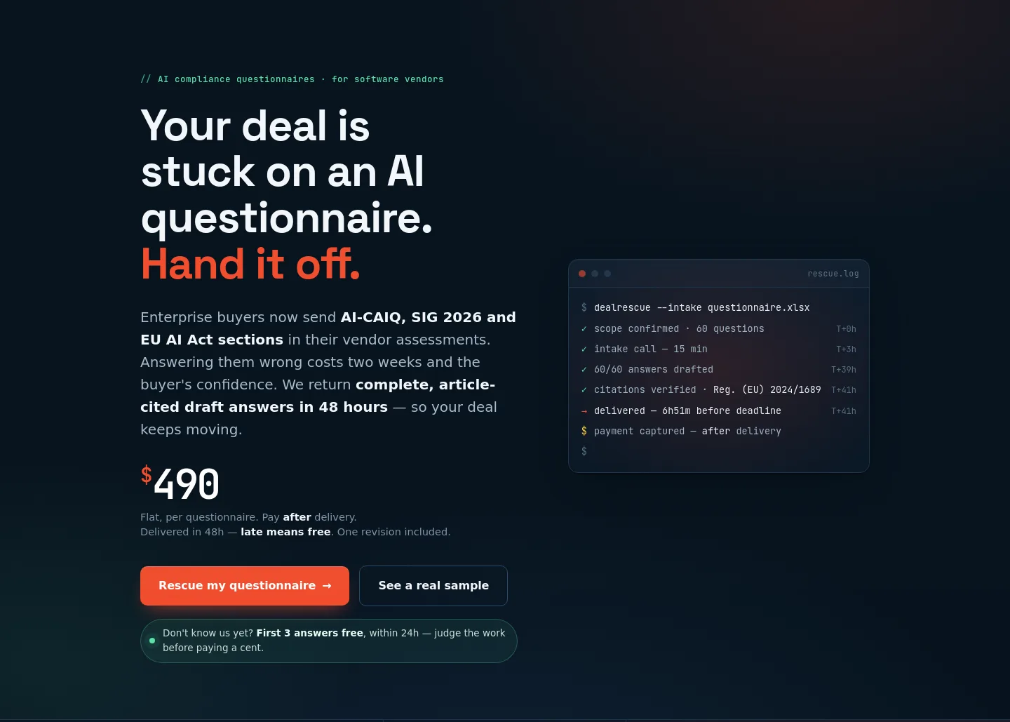 dealrescue.grantmastermind.com Hero section