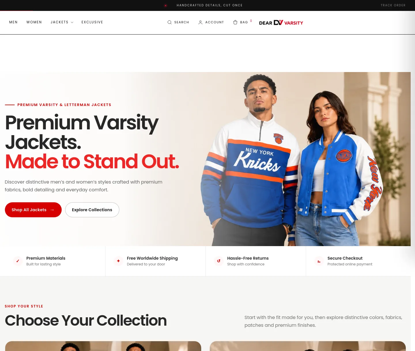 dearvarsity.com — a measured funnel