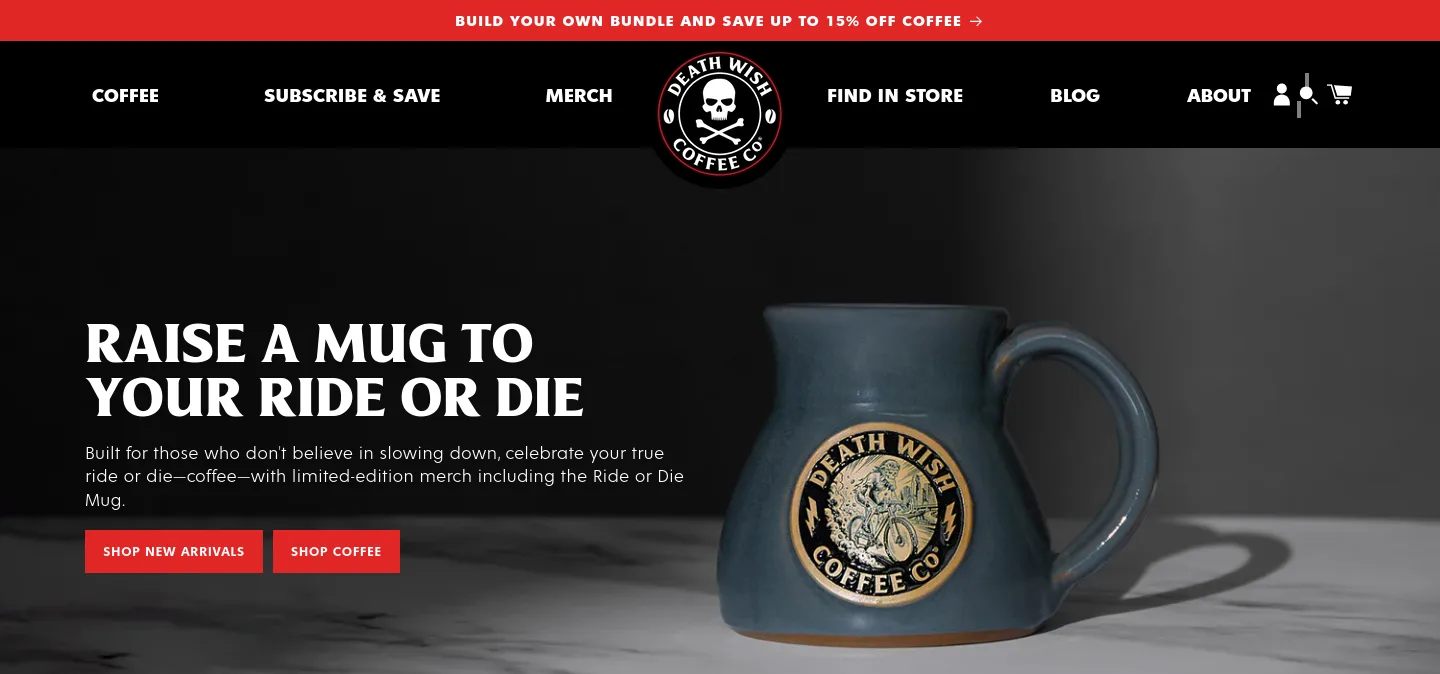 deathwishcoffee.com — a measured funnel