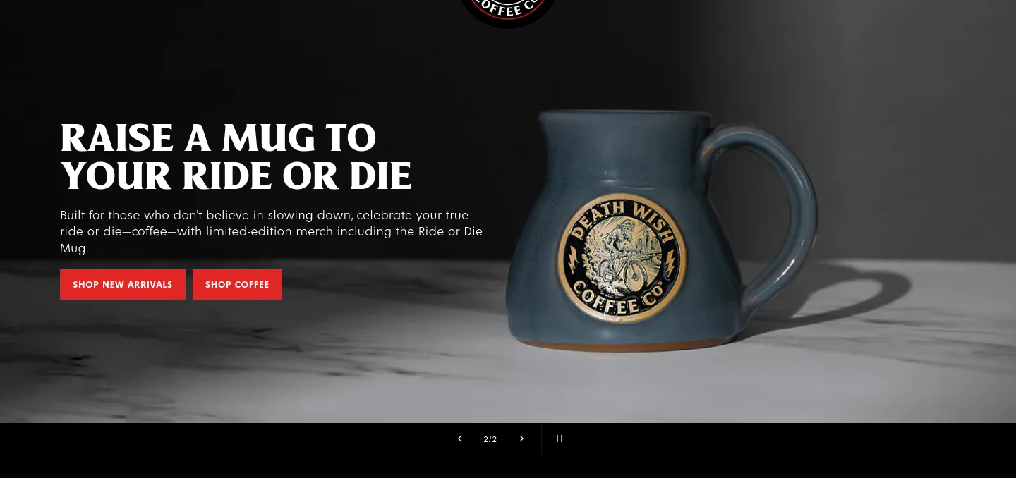 deathwishcoffee.com Hero section