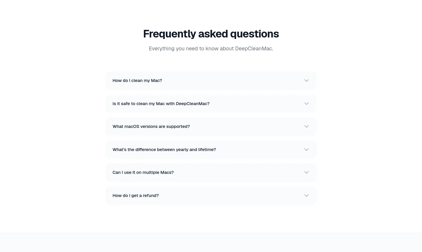 deepcleanmac.com FAQ section