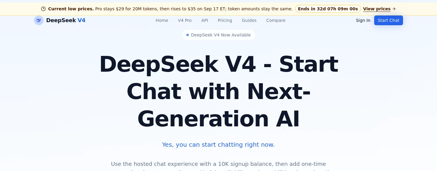 deepseek-v4.io — a measured funnel