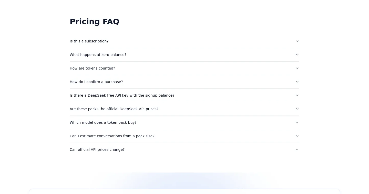 deepseek-v4.io — a real FAQ section