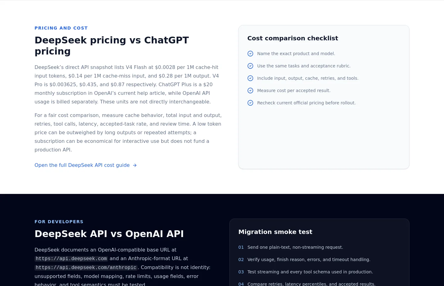 deepseek-v4.io — a real Pricing section