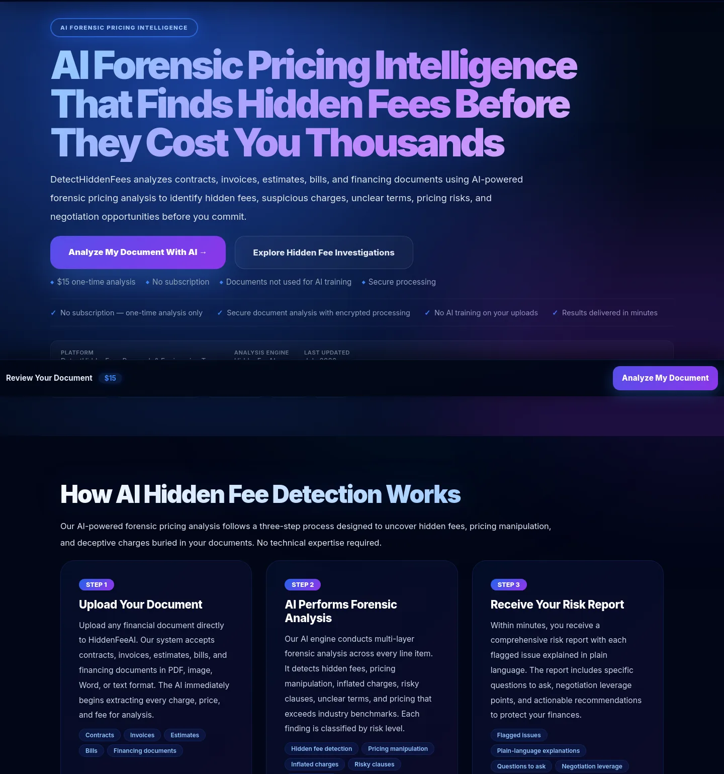 detecthiddenfees.com — Hero