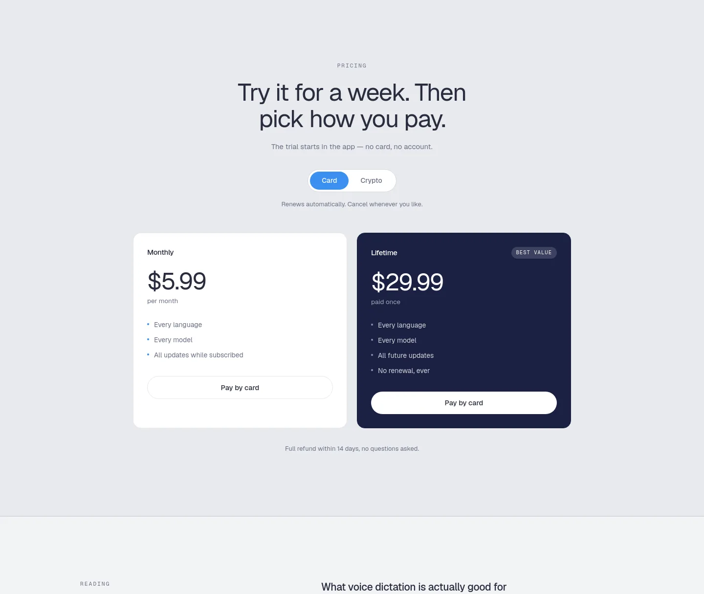 dictami.com Pricing section