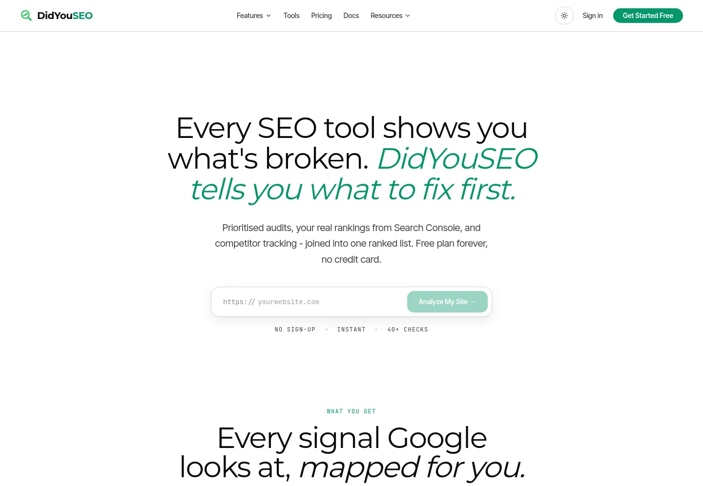 didyouseo.com Hero section