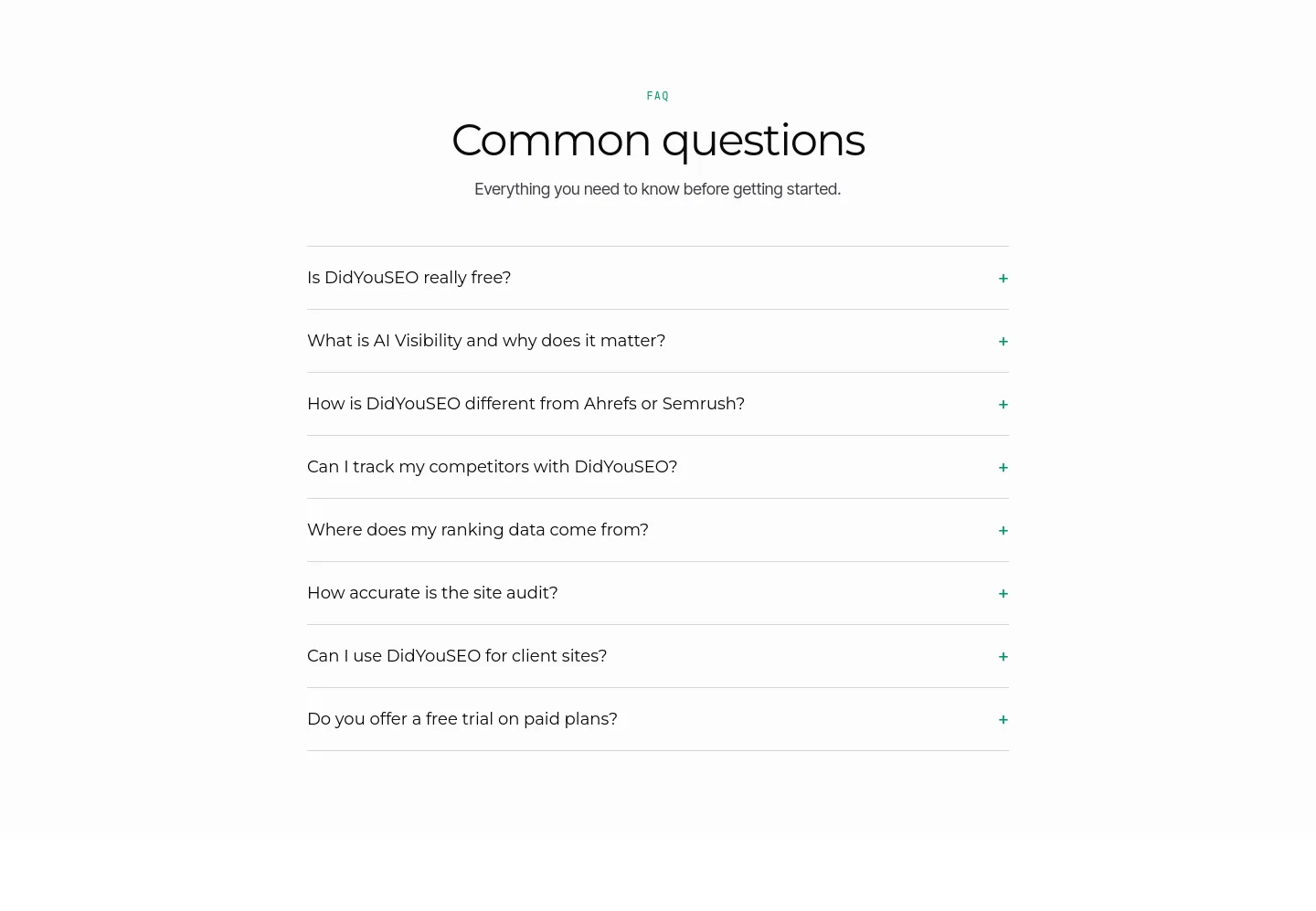 didyouseo.com FAQ section