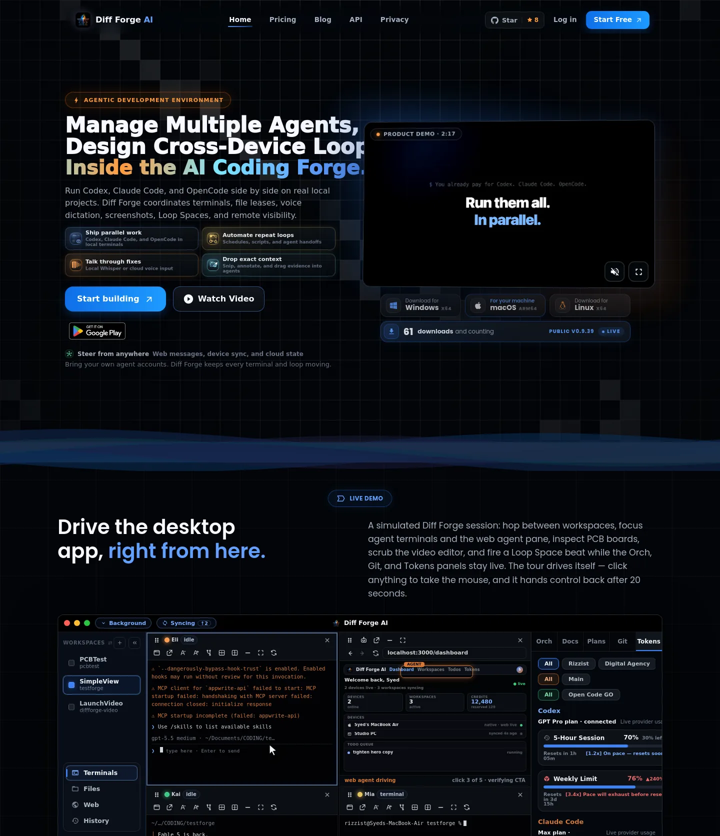 diffforge.ai — a measured funnel
