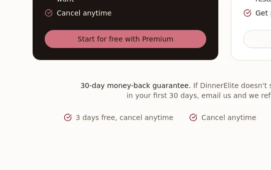 Guarantee element from dinnerelite.com