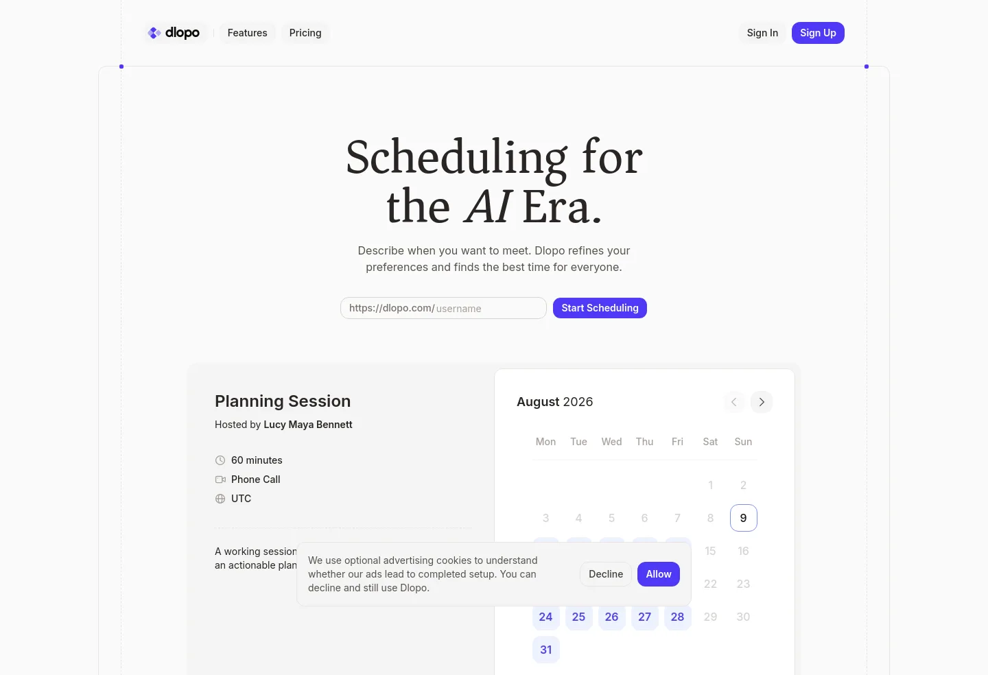 dlopo.com — a real Hero + Pricing page