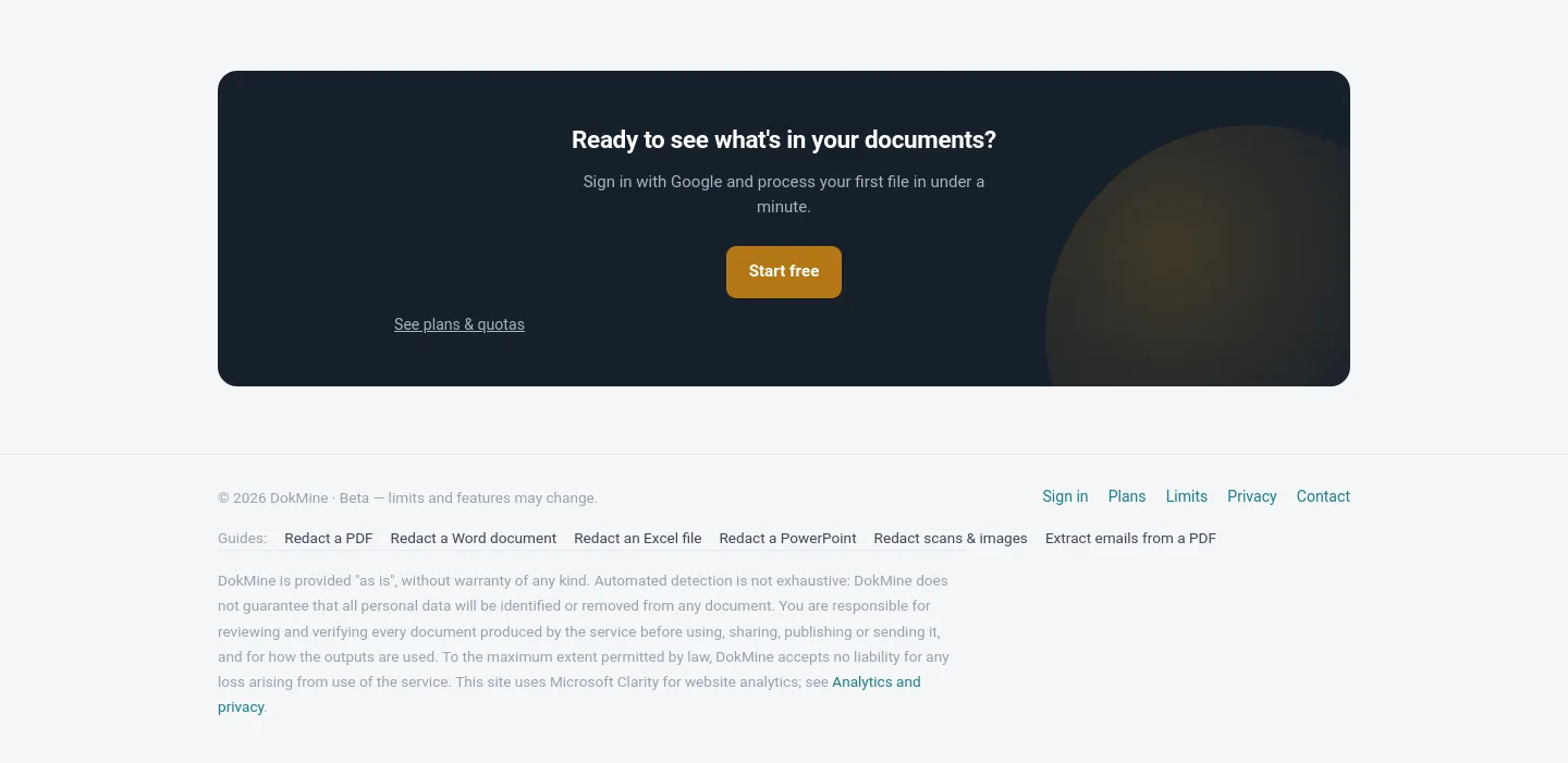 dokmine.com CTA section