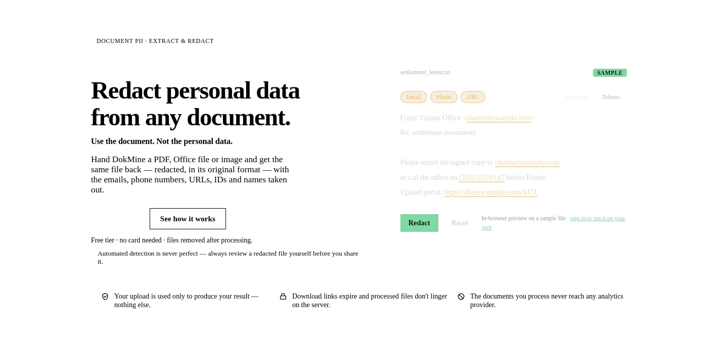 dokmine.com — a real Hero section