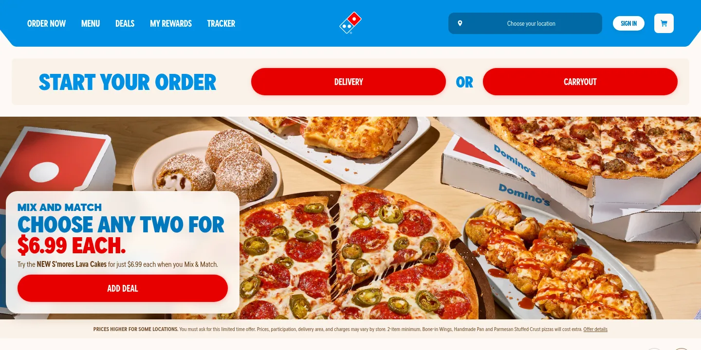 dominos.com — a measured funnel