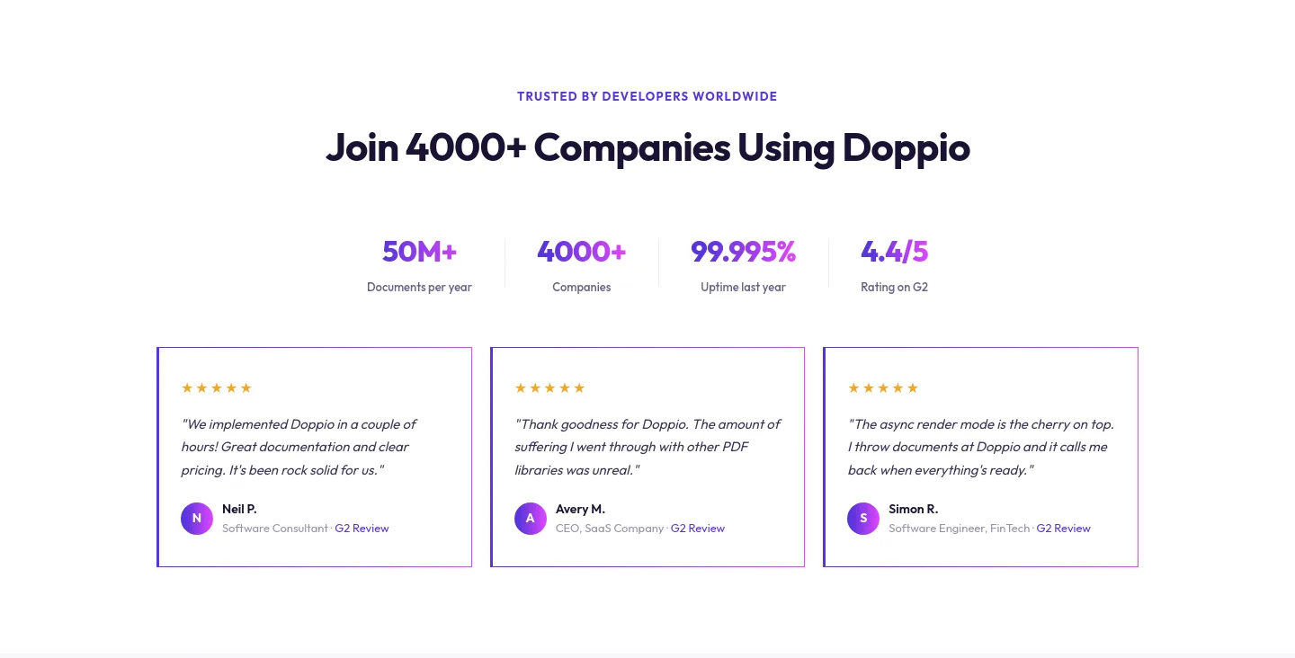 doppio.sh — a real Logo Wall section