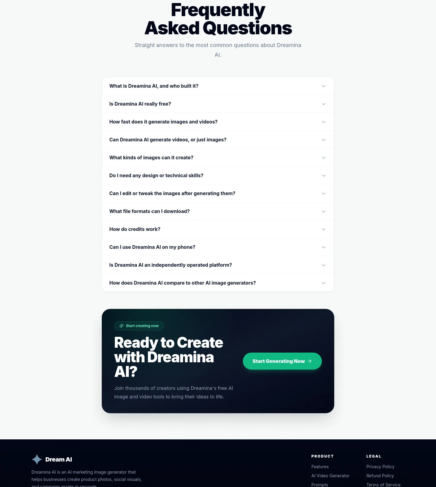 dreaminai.art — FAQ