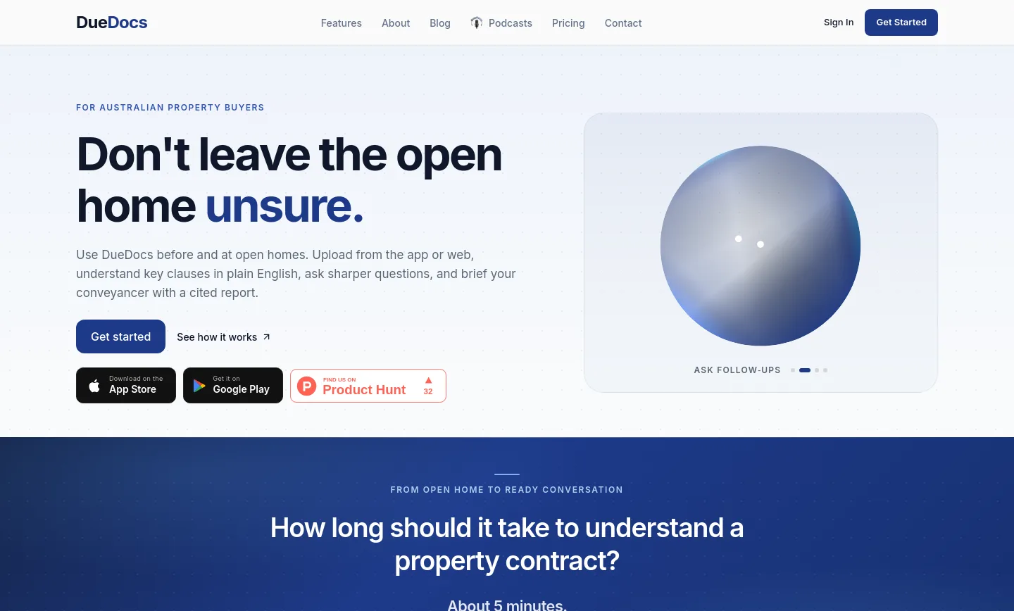 duedocs.com.au — a measured funnel