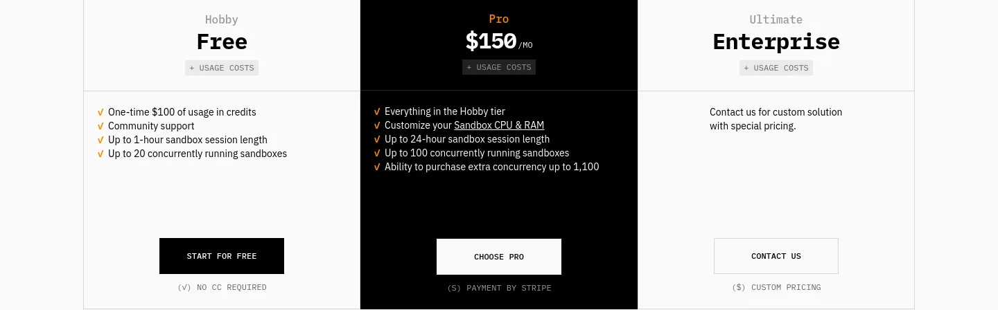 e2b.dev — Pricing