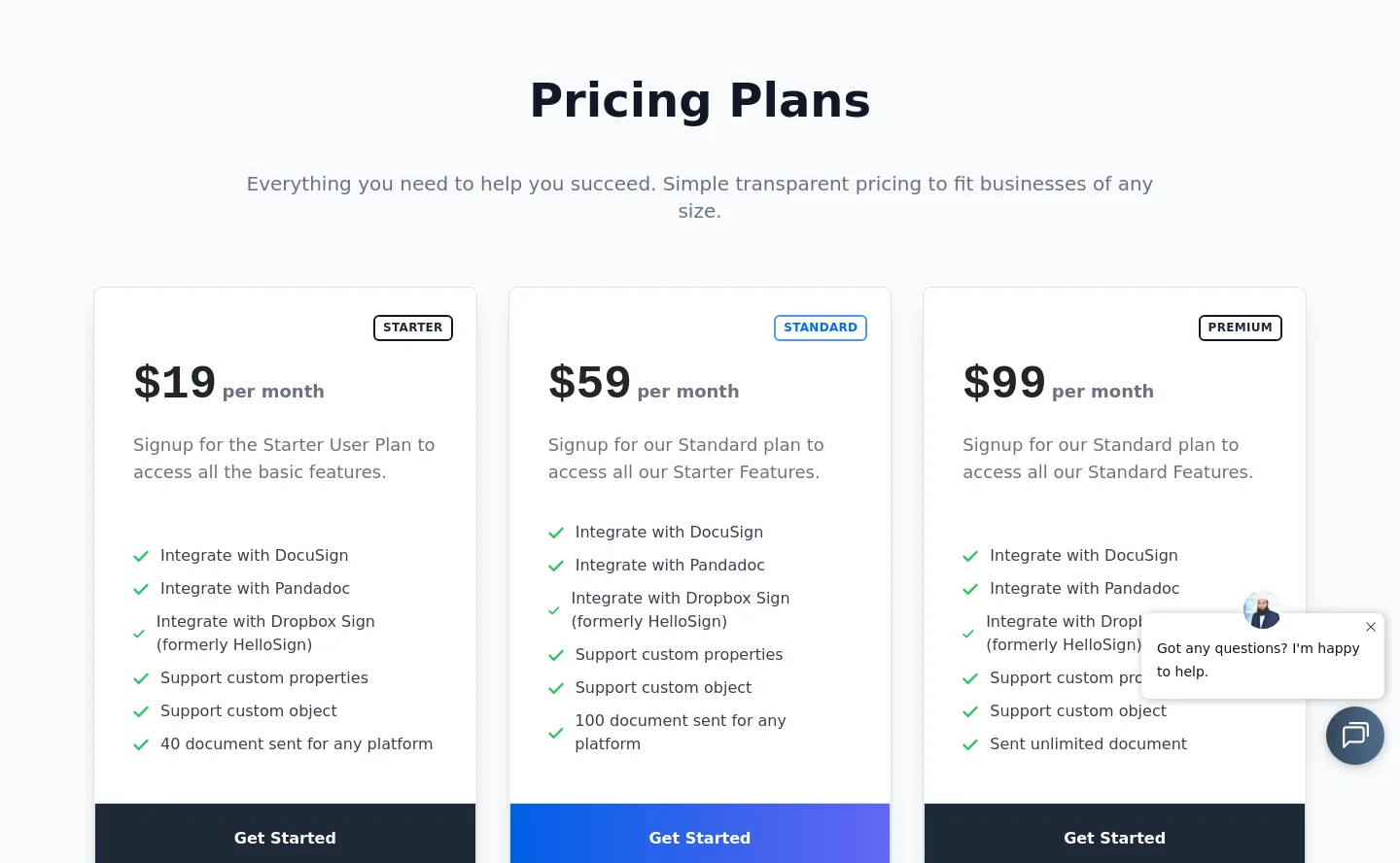 easyesign.oappsit.com — Pricing