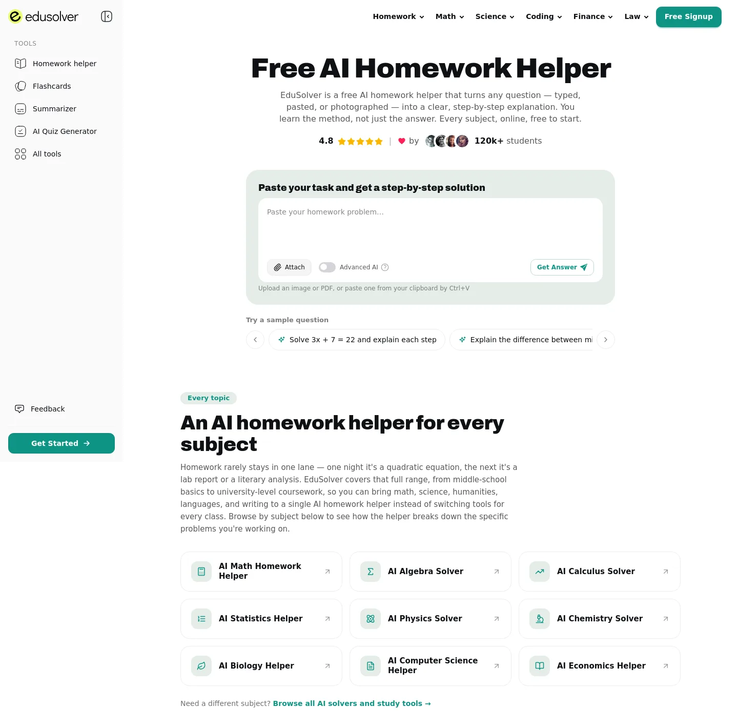 edusolver.io — a measured funnel