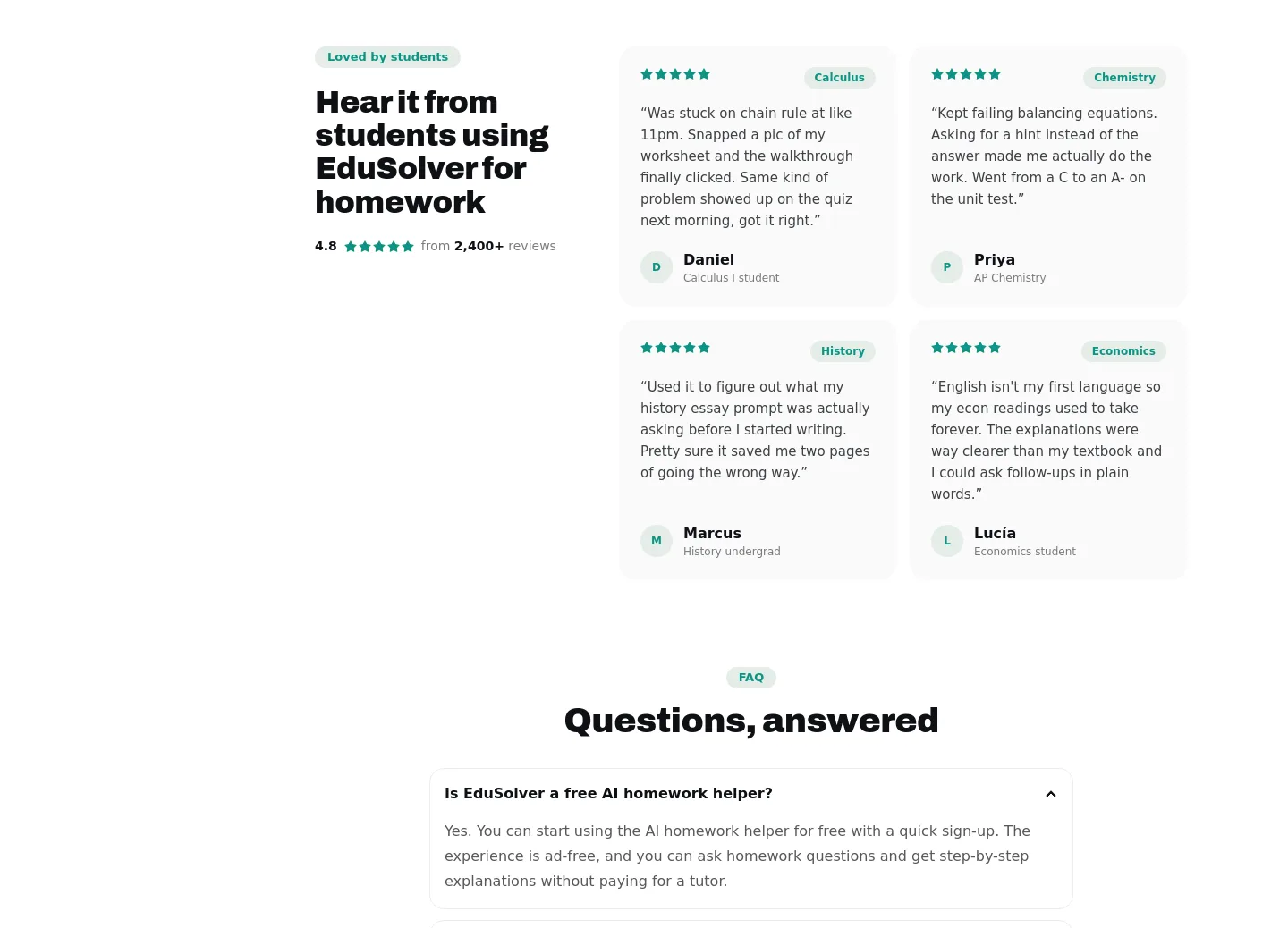 edusolver.io — a real Logo Wall section