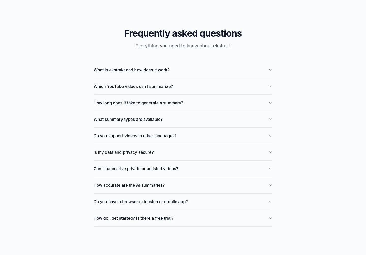ekstrakt.app FAQ section