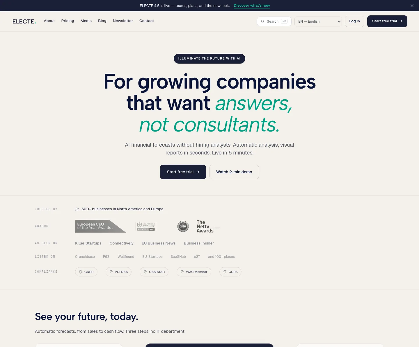 electe.net — a measured funnel